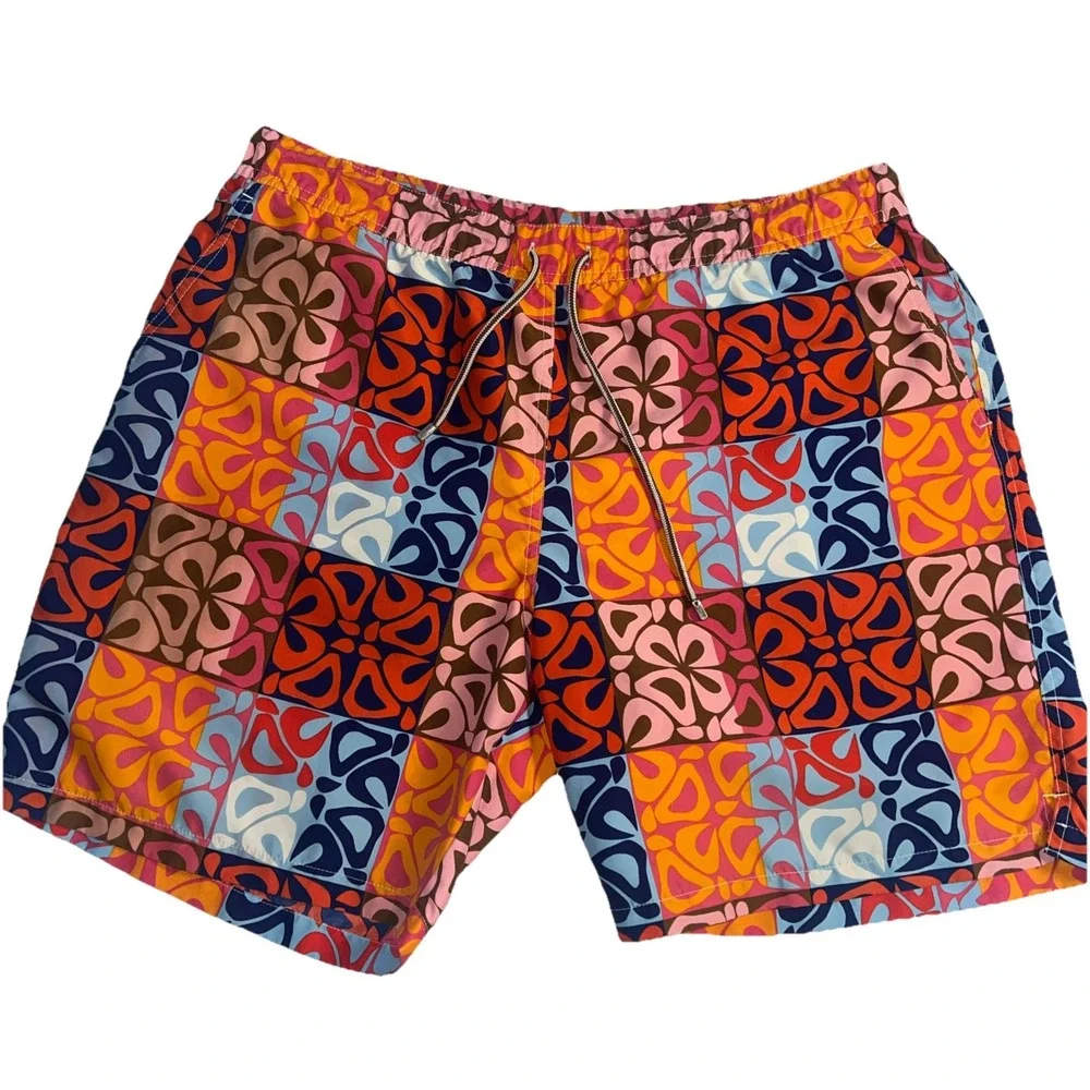 Peter Millar Mens Swim Trunks Sz Lg‎ Colorful Shorts Mesh Beach Cruise Vacation